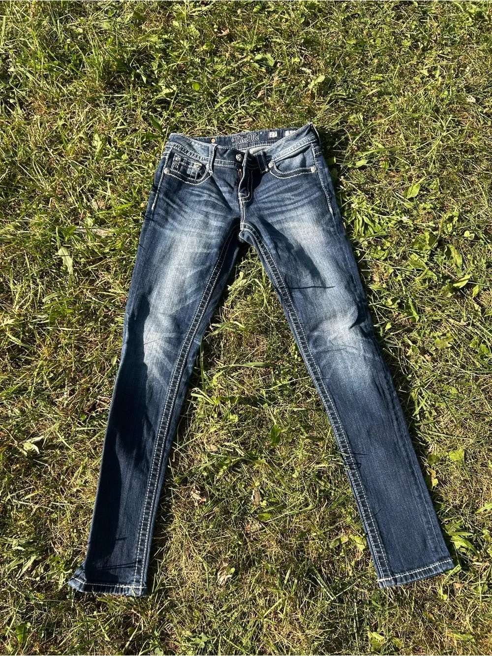 Miss Me Dark Wash Jeans with Embroidered Back Pockets
